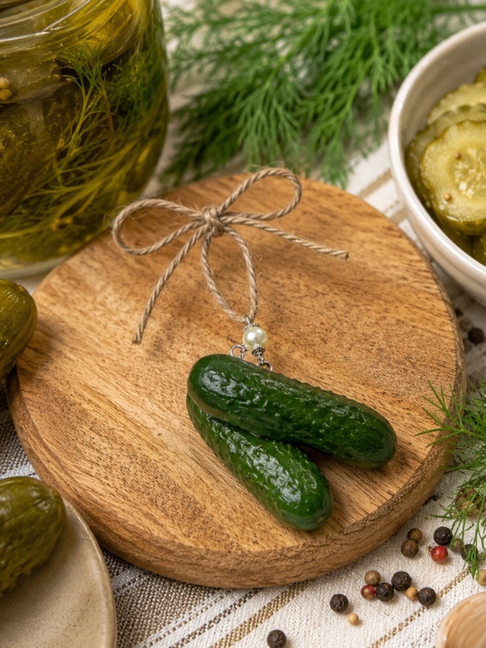Pickle Ornament | Handmade Dill Pickle Kitchen Decor, Christmas Ornament